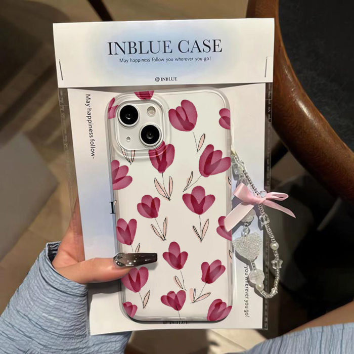 For iPhone 17 Air 17 Pro Max 16 15 14 13 12 11 XR 7 8 XS Phone Case Red Flower
