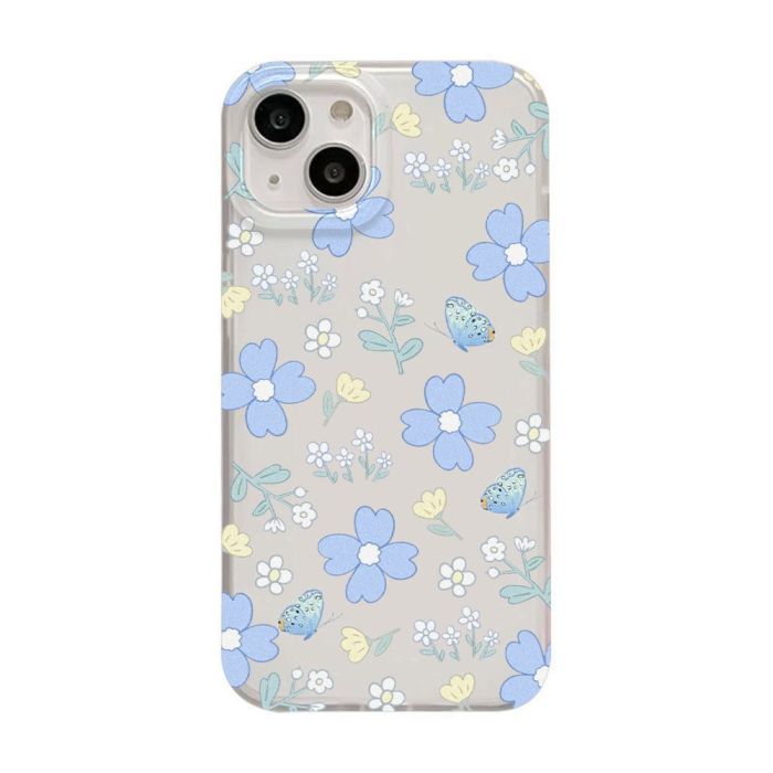 For iPhone 17 Air 17 Pro Max 16 15 14 13 12 11 Phone Cover Blue Flower Case New