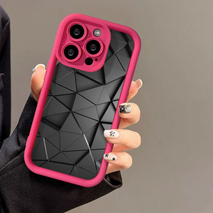 For iPhone 17 Air 17 Pro Max 16 15 14 13 12 11 XR Phone Cover Triangular Rhombus