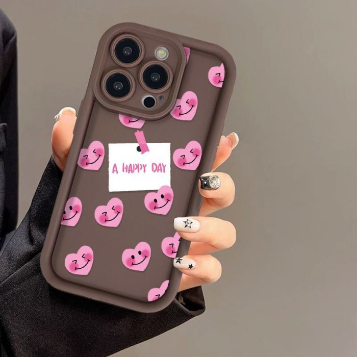 For iPhone 17 Air 17 Pro Max 16 15 14 13 12 11 XR 7 8 XS Phone Cover Love Smiley