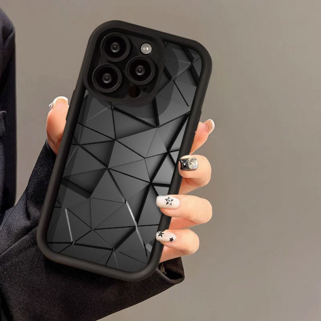 For iPhone 17 Air 17 Pro Max 16 15 14 13 12 11 XR Phone Cover Triangular Rhombus