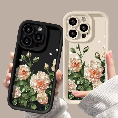 For iPhone 17 Air 17 Pro Max 16 15 14 13 12 11 XR Phone Cover Painting Camellia