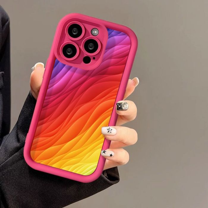 For iPhone 17 Air 17 Pro Max 16 15 14 13 12 11 8 Phone Cover Color Gradient Wave