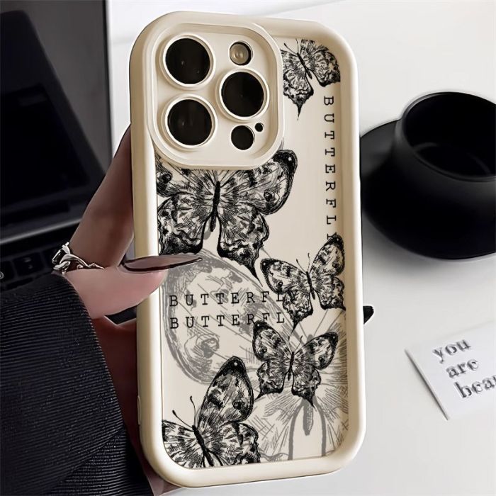 For iPhone 17 Air 17 Pro Max 16 15 14 13 12 11 XR 8 Phone Cover Retro Butterfly