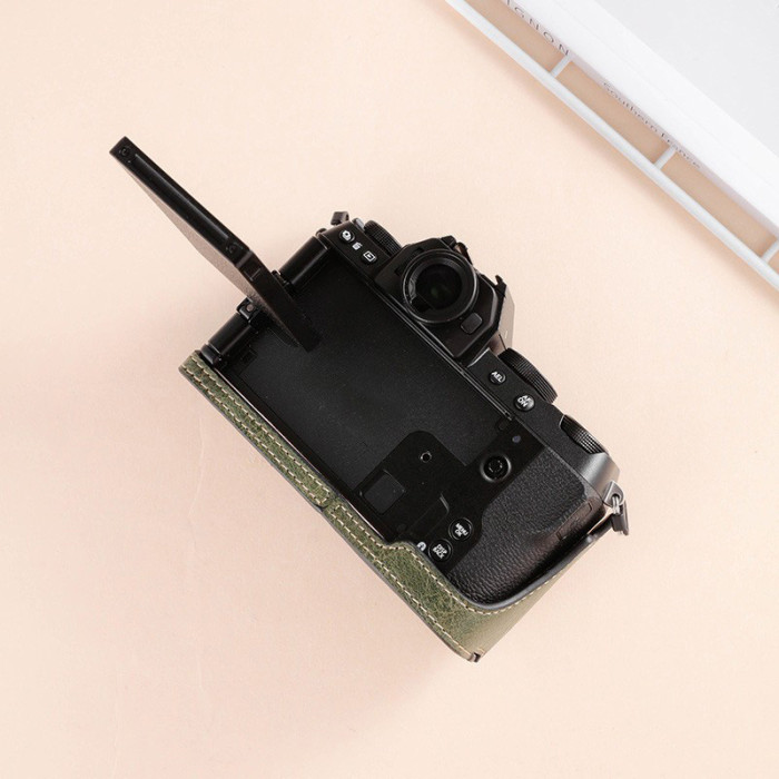 For Fujifilm X-S20 Camera Cover Leather Case Base Cover Protective Bag green black