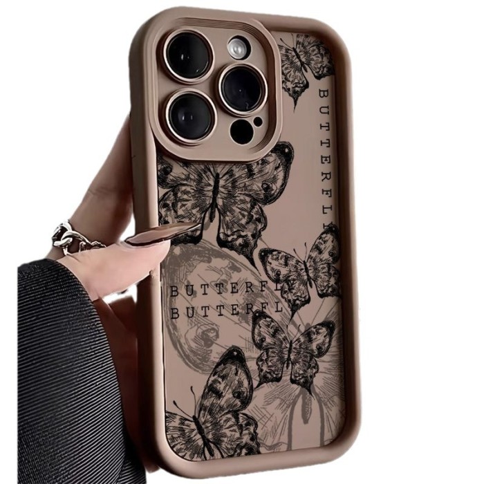For iPhone 17 Air 17 Pro Max 16 15 14 13 12 11 XR 8 Phone Cover Retro Butterfly