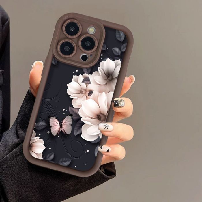 For iPhone 17 Air 17 Pro Max 16 15 14 13 12 11 XR 7 Phone Cover Butterfly Flower