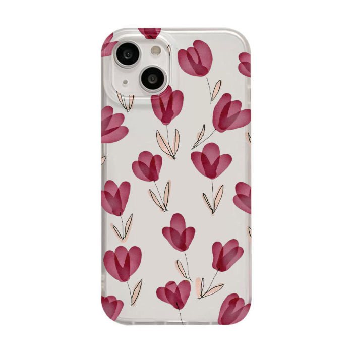 For iPhone 17 Air 17 Pro Max 16 15 14 13 12 11 XR 7 8 XS Phone Case Red Flower