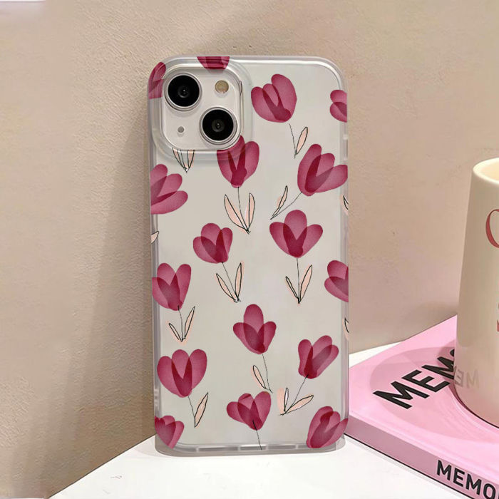 For iPhone 17 Air 17 Pro Max 16 15 14 13 12 11 XR 7 8 XS Phone Case Red Flower