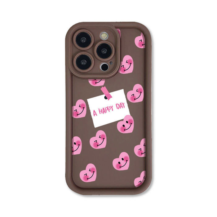 For iPhone 17 Air 17 Pro Max 16 15 14 13 12 11 XR 7 8 XS Phone Cover Love Smiley