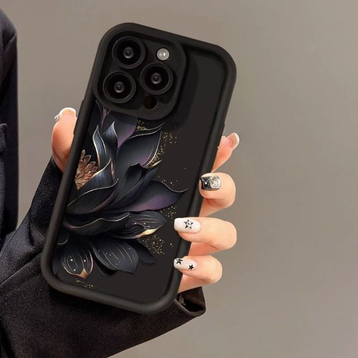 For iPhone 17 Air 17 Pro Max 16 15 14 13 12 11 XR 7 8 XS Phone Cover Gold Lotus