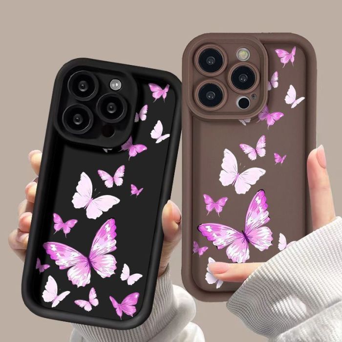 For iPhone 17 Air 17 Pro Max 16 15 14 13 12 11 XR 7 Phone Case Purple Butterfly