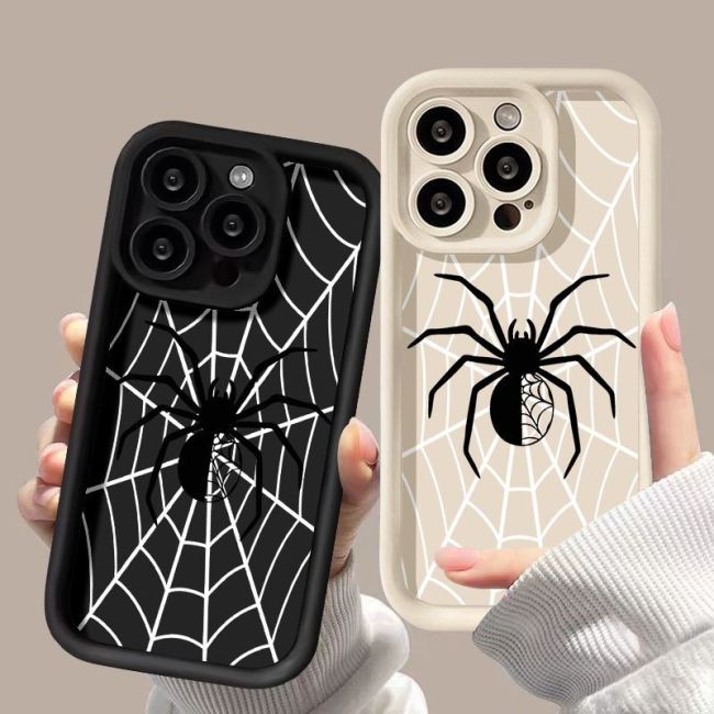 For iPhone 17 Air 17 Pro Max 16 15 14 13 12 11 7 8 XS Phone Case Black Spider