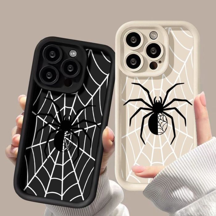 For iPhone 17 Air 17 Pro Max 16 15 14 13 12 11 7 8 XS Phone Case Black Spider