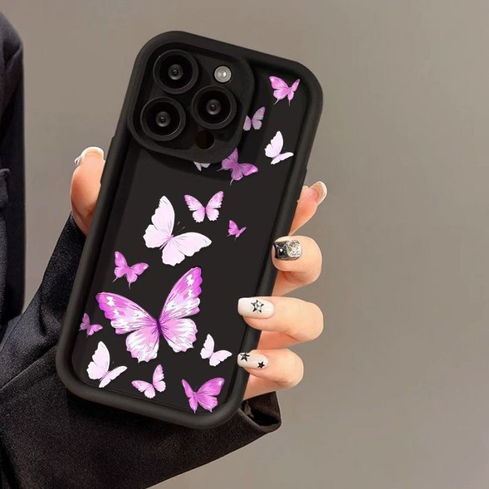 For iPhone 17 Air 17 Pro Max 16 15 14 13 12 11 XR 7 Phone Case Purple Butterfly