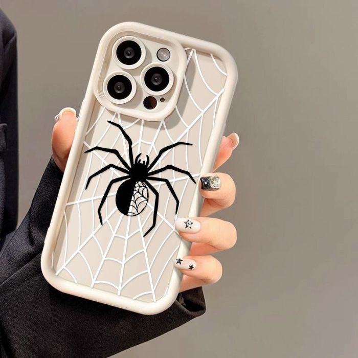 For iPhone 17 Air 17 Pro Max 16 15 14 13 12 11 7 8 XS Phone Case Black Spider