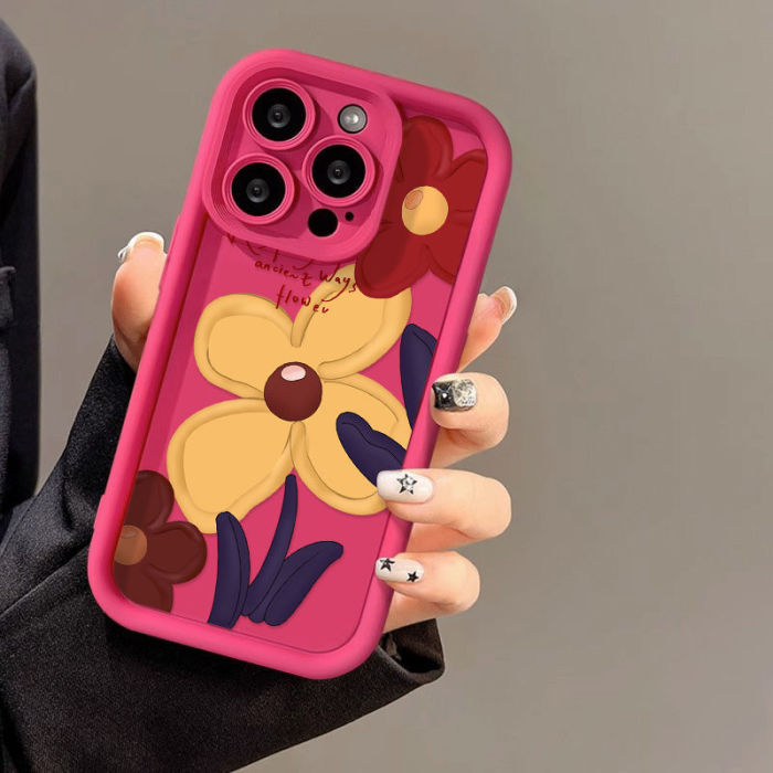 For iPhone 17 Air 17 Pro Max 16 15 14 13 12 11 XR 7 8 XS Phone Case Retro Flower