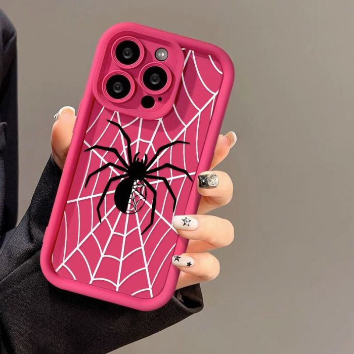 For iPhone 17 Air 17 Pro Max 16 15 14 13 12 11 7 8 XS Phone Case Black Spider