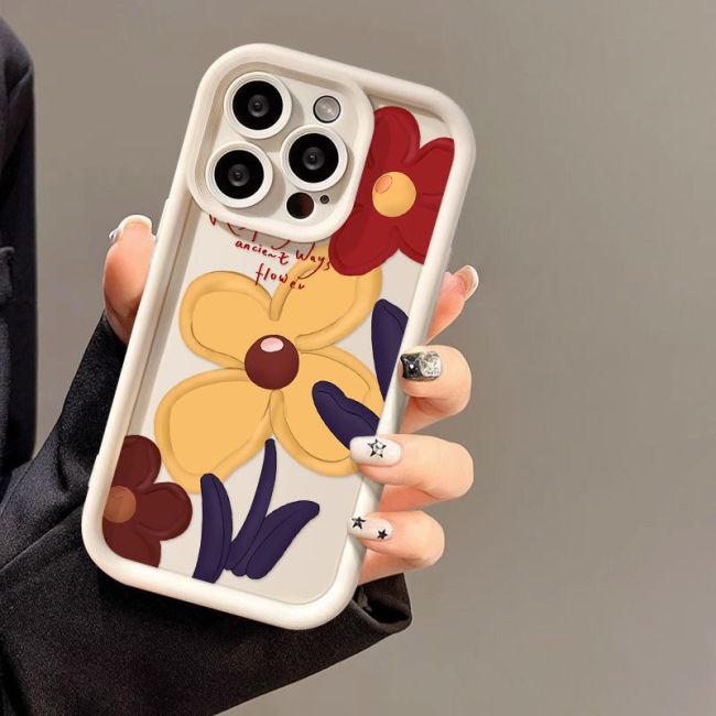 For iPhone 17 Air 17 Pro Max 16 15 14 13 12 11 XR 7 8 XS Phone Case Retro Flower