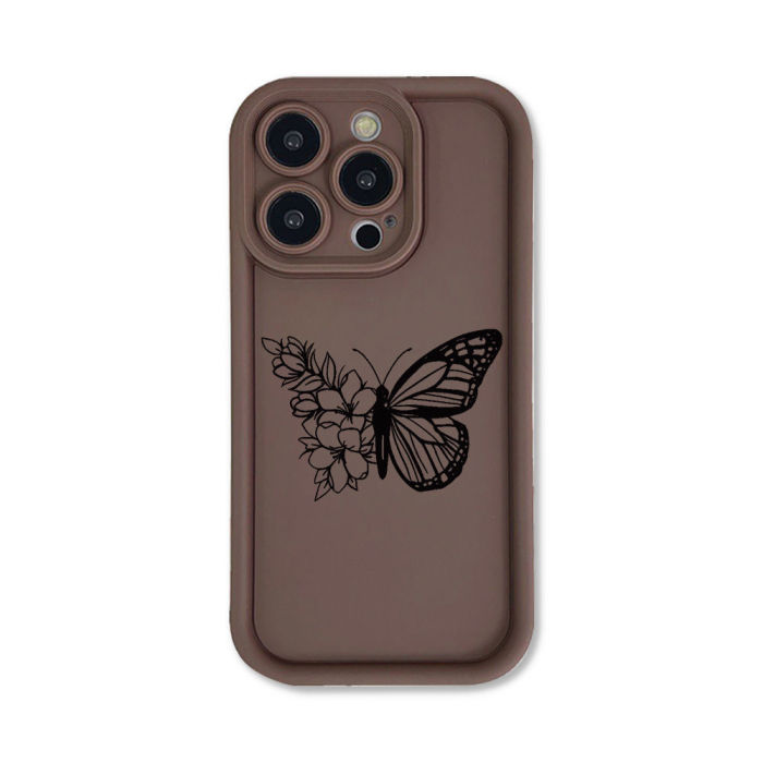 For iPhone 17 Air 17 Pro Max 16 15 14 13 12 11 XR 7 Phone Case Flower Butterfly