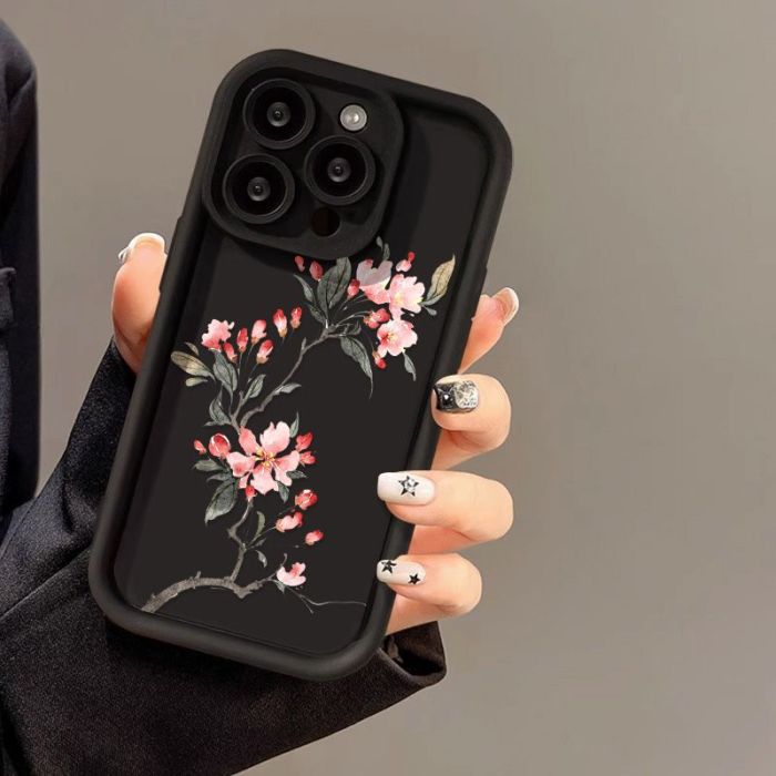 For iPhone 17 Air 17 Pro Max 16 15 14 13 12 11 XR 8 XS Phone Case  Peach Blossom