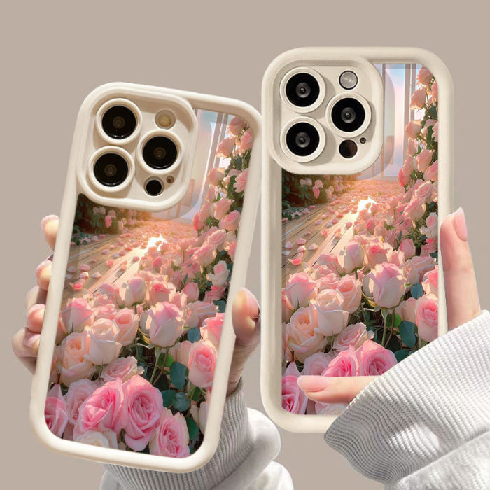 For iPhone 17 Air 17 Pro Max 16 15 14 13 12 11 XR 8 XS Phone Case Beautiful Rose
