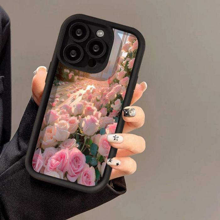 For iPhone 17 Air 17 Pro Max 16 15 14 13 12 11 XR 8 XS Phone Case Beautiful Rose