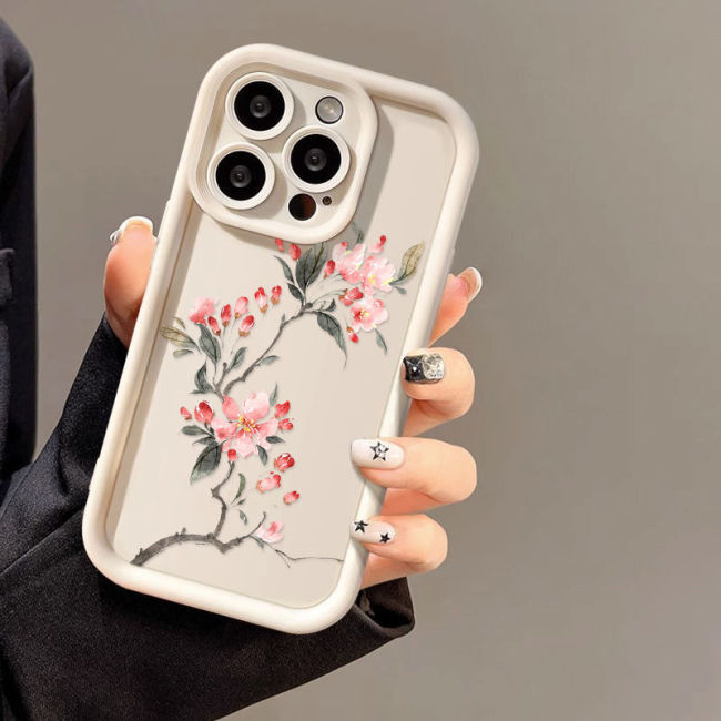 For iPhone 17 Air 17 Pro Max 16 15 14 13 12 11 XR 8 XS Phone Case Peach Blossom