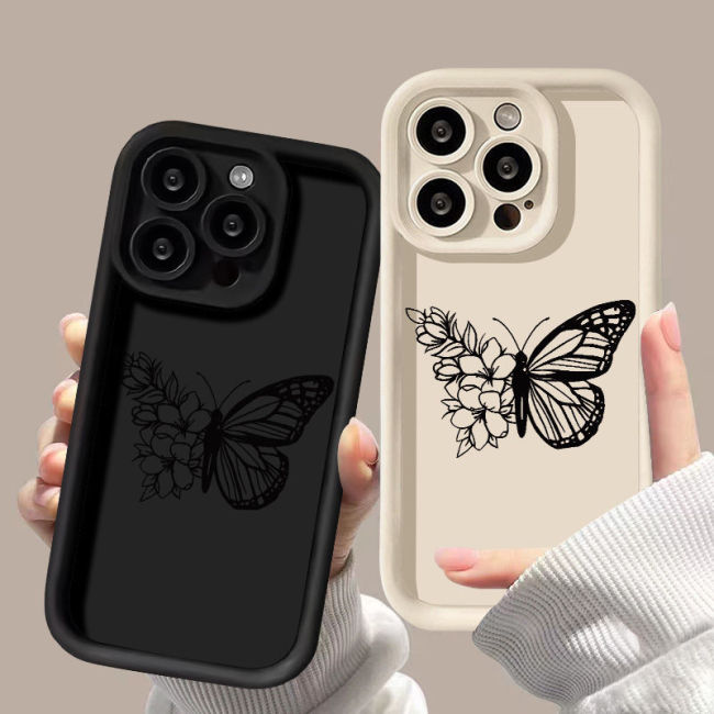 For iPhone 17 Air 17 Pro Max 16 15 14 13 12 11 XR 7 Phone Case Flower Butterfly