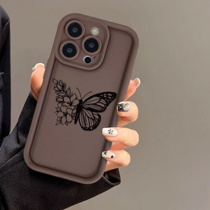 For iPhone 17 Air 17 Pro Max 16 15 14 13 12 11 XR 7 Phone Case Flower Butterfly