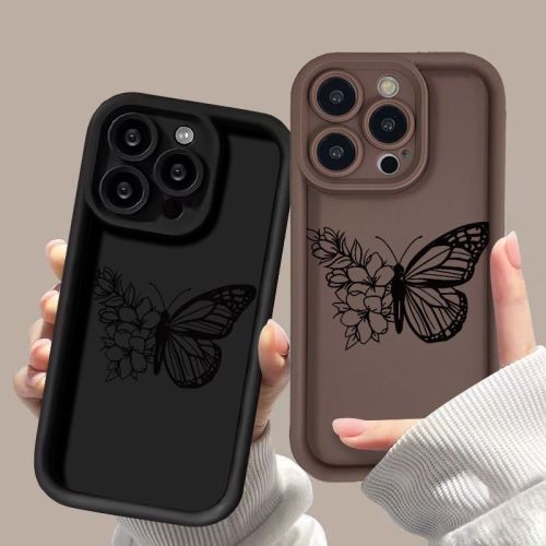 For iPhone 17 Air 17 Pro Max 16 15 14 13 12 11 XR 7 Phone Case Flower Butterfly