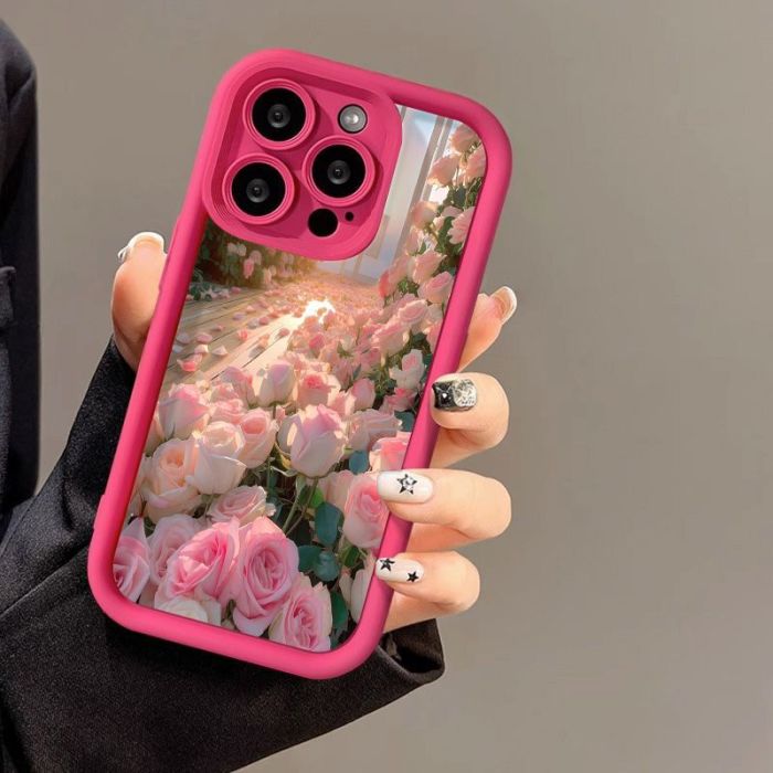 For iPhone 17 Air 17 Pro Max 16 15 14 13 12 11 XR 8 XS Phone Case Beautiful Rose
