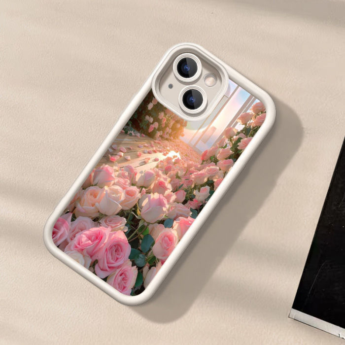For iPhone 17 Air 17 Pro Max 16 15 14 13 12 11 XR 8 XS Phone Case Beautiful Rose
