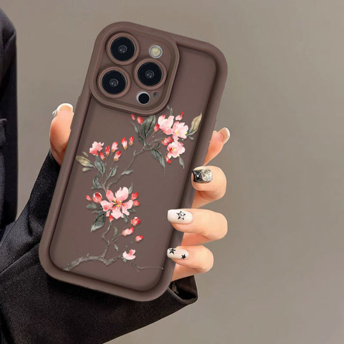 For iPhone 17 Air 17 Pro Max 16 15 14 13 12 11 XR 8 XS Phone Case  Peach Blossom