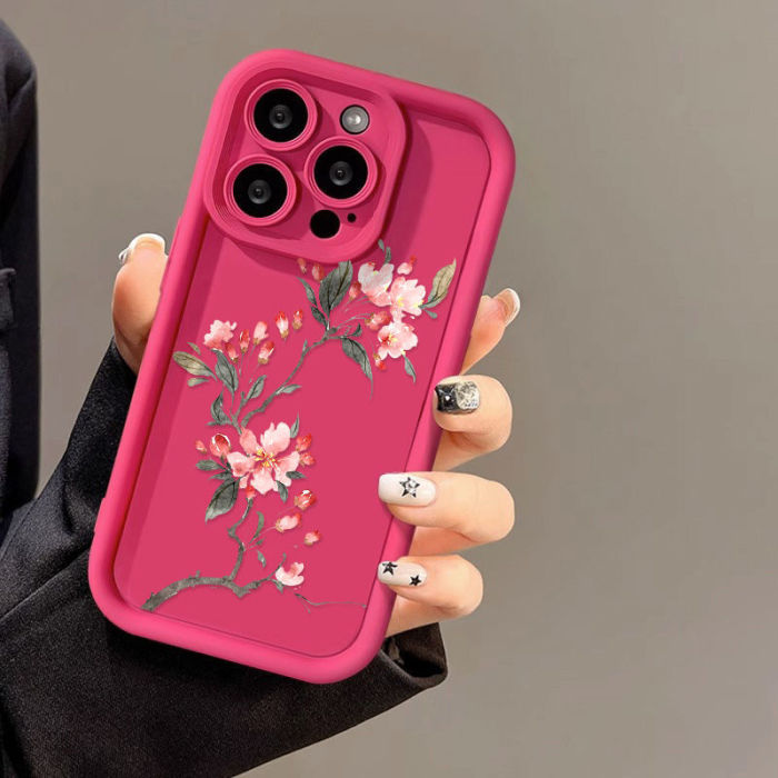 For iPhone 17 Air 17 Pro Max 16 15 14 13 12 11 XR 8 XS Phone Case  Peach Blossom