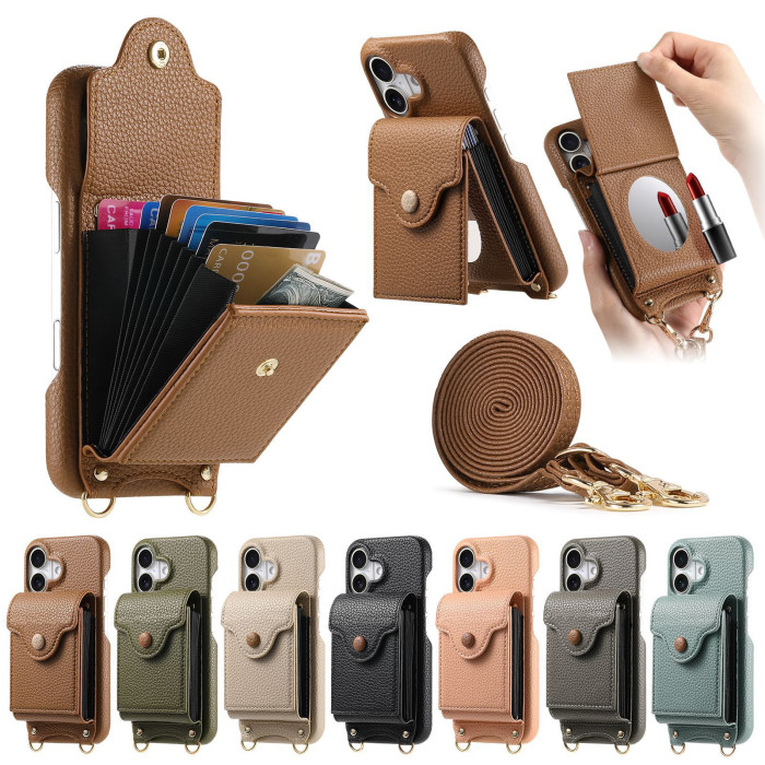 For iPhone 17 Air 17 16 Pro Max 15 14 13 12 11 XR 7 XS Phone wallet Leather Case