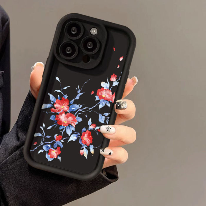For iPhone 17 Air 17 Pro Max 16 15 14 13 12 11 XR 8 XS Phone Case Fresh Camellia