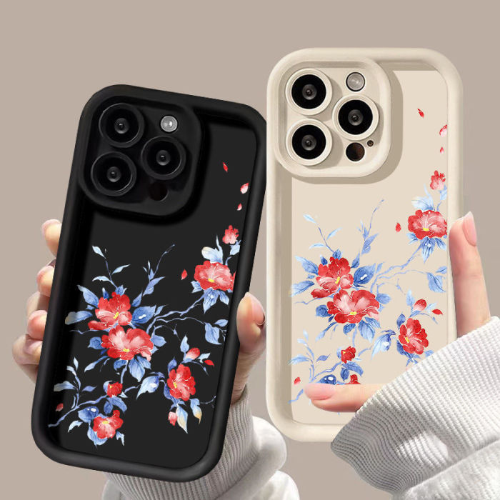 For iPhone 17 Air 17 Pro Max 16 15 14 13 12 11 XR 8 XS Phone Case Fresh Camellia