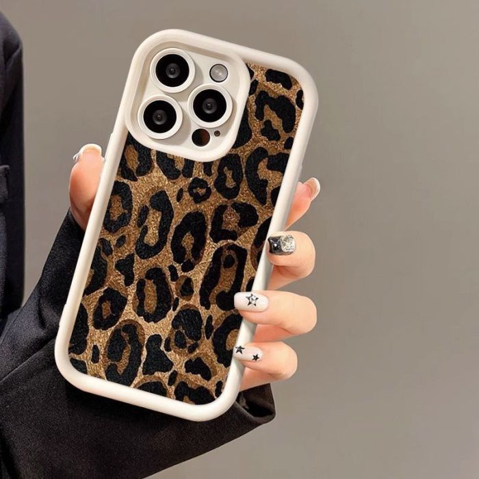 For iPhone 17 Air 17 16 Pro Max 15 14 13 12 11 7 XR XS Phone Case Leopard Print
