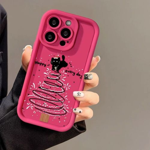 For iPhone 17 Air 17 16 Pro Max 15 14 13 12 11 8 XR XS Phone Case Christmas Cat