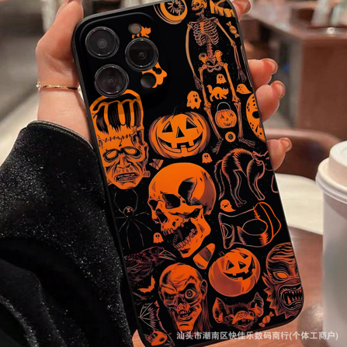 For iPhone 17 Air 17 16 Pro Max 15 14 13 12 11 XR XS Phone Case Skull Halloween