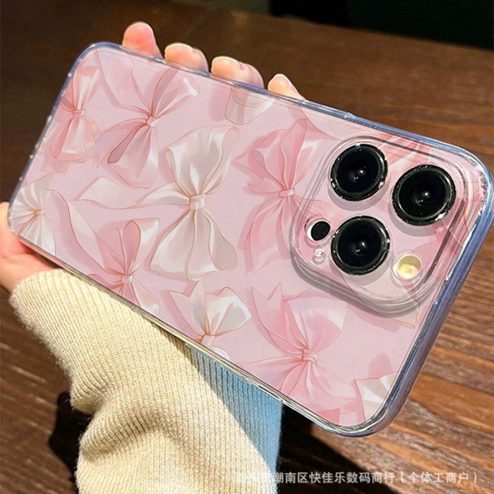 For iPhone 17 Air 17 16 Pro Max 15 14 13 12 11 8 XR XS Phone Case  Pink Bow New