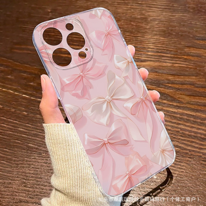 For iPhone 17 Air 17 16 Pro Max 15 14 13 12 11 8 XR XS Phone Case  Pink Bow New