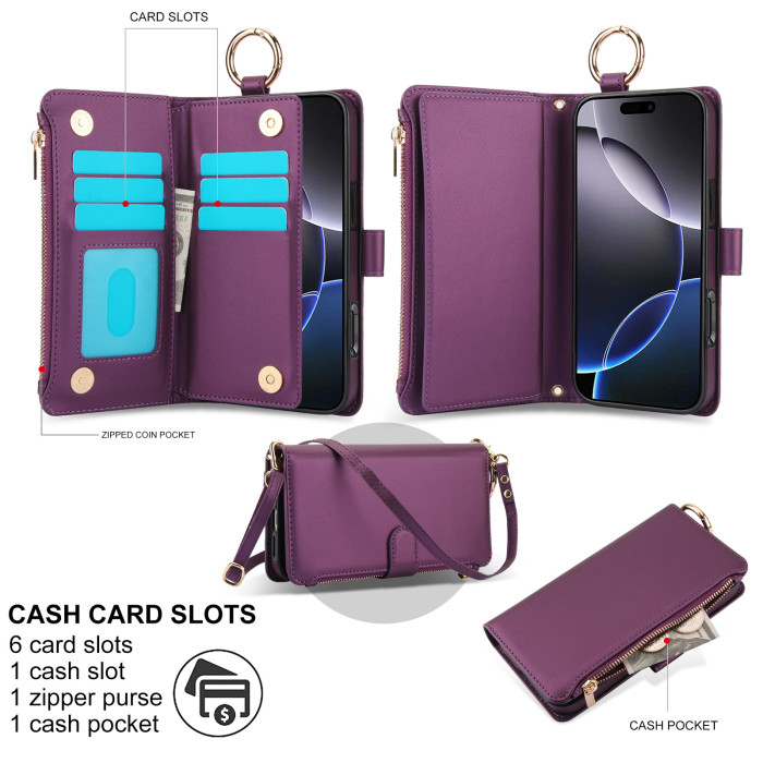 For iPhone 17 Air 17 Pro Max 16 15 14 13 12 11 XR 7 8 XS Phone Case Leather Wallet Card Holder