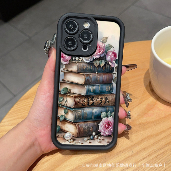 For iPhone 17 Air 17 16 Pro Max 15 14 13 12 11 XR 7 8 Phone Case Retro Bookshelf