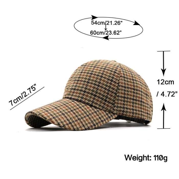  Adjustable Fashion Style Plaid Baseball Cap Cycling Sports Casual Visor Travel Casual Hat