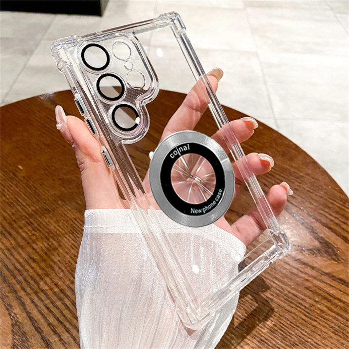 For Samsung Galaxy S25 Ultra S24 S23 S22 S20 S21 FE Phone Cove Magnetic Shockproof Transparent Case
