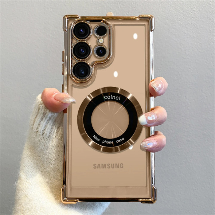 For Samsung Galaxy S25 Ultra S24 S23 S22 S20 S21 FE Phone Cove Magnetic Shockproof Transparent Case