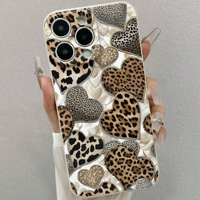 For iPhone 17 Air 17 16 Pro Max 15 14 13 12 11 XR Phone Case Leopard Print Love