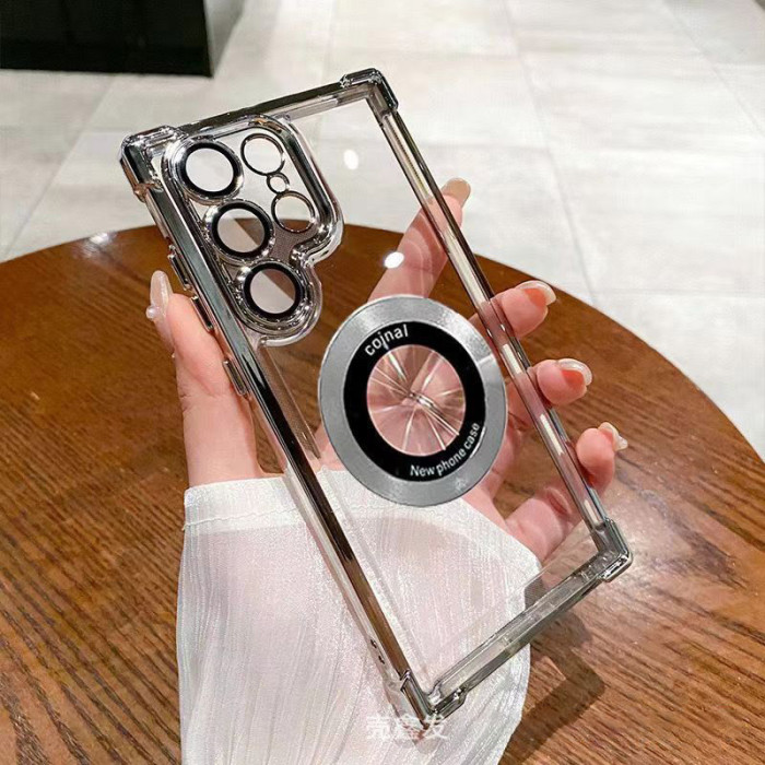 For Samsung Galaxy S25 Ultra S24 S23 S22 S20 S21 FE Phone Cove Magnetic Shockproof Transparent Case
